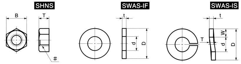 SHNS·SWAS 육각너트·와셔(인치나사)