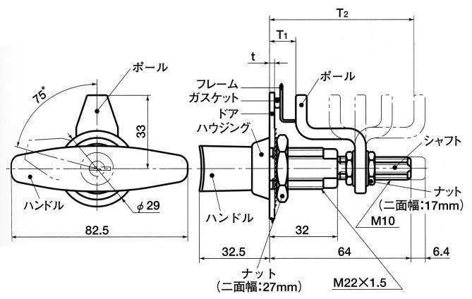 E3 T-핸들바이스액션래치