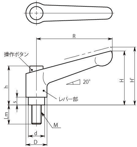 LDMS-C 클램프레버조작버튼부착형(수나사·스테인레스)