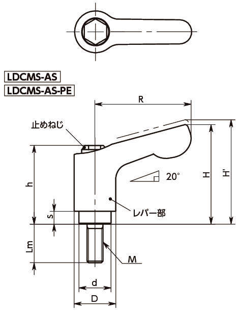 LDCMS-AS 미니클램프레버(수나사·전체스테인레스)