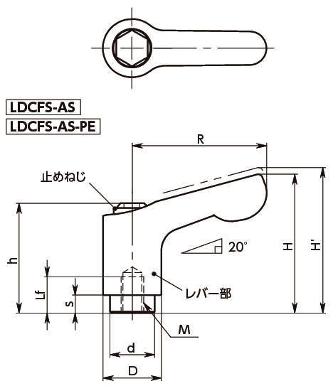 LDCFS-AS 미니클램프레버(암나사·전체스테인레스)