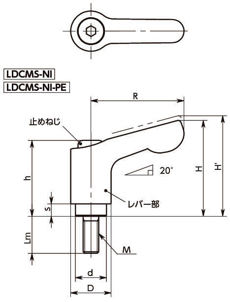 LDCMS-NI 미니클램프레버(수나사·전체스테인레스)