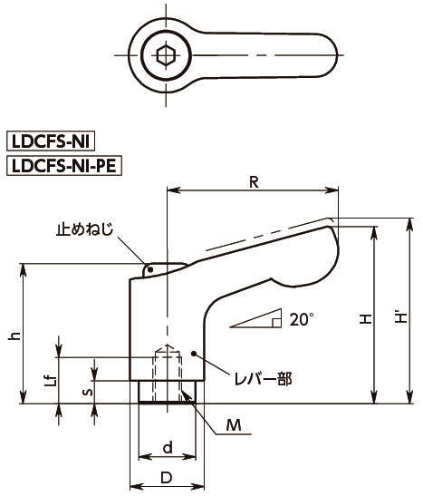 LDCFS-NI 미니클램프레버(암나사·전체스테인레스)
