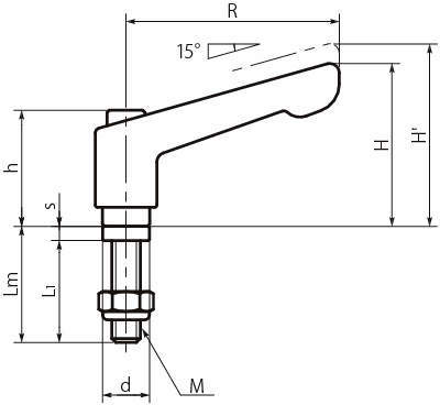 LDMS-LA 클램프레버(풀림방지너트부착형(수나사·스테인레스)