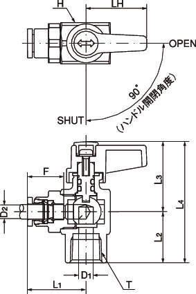 볼밸브 푸시원타입(앵글·암나사)