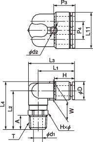 푸시원E 90°브랜치엘보