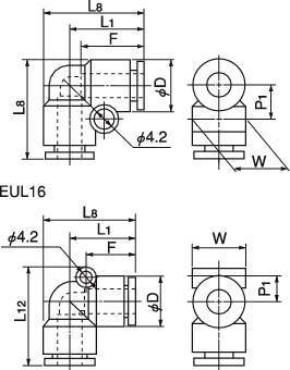 푸시원E 90°유니온엘보