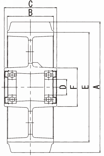 닥타일제심금차륜 E(고무·베어링들이)