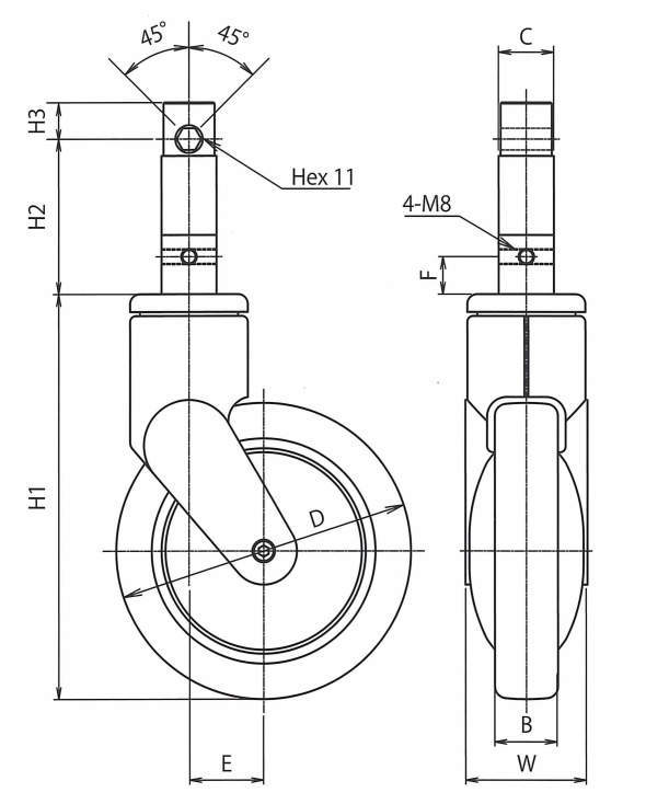 디자인캐스터 고기능캐스터시리즈(ALU)