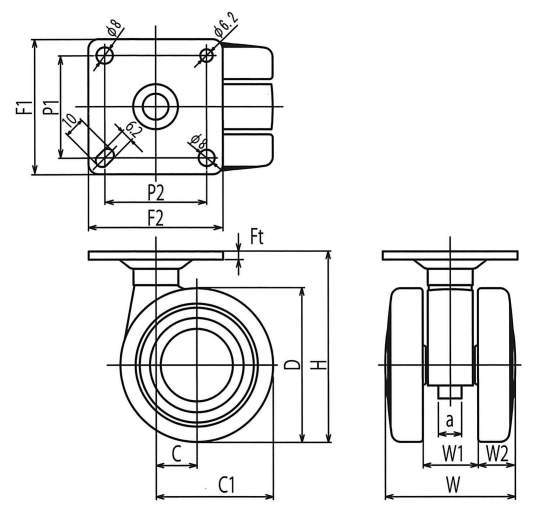 쌍륜캐스터 TE형
