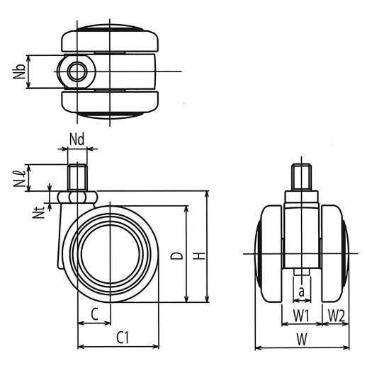 쌍륜캐스터 TE형