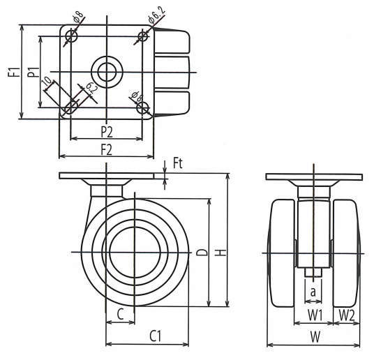 쌍륜캐스터 TEA형