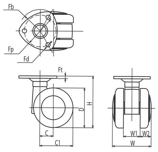 쌍륜캐스터 TY형