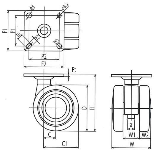 쌍륜캐스터 TY형