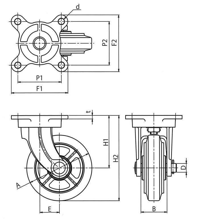 닥타일제·자재(MG-O)금구포함캐스터／표준형