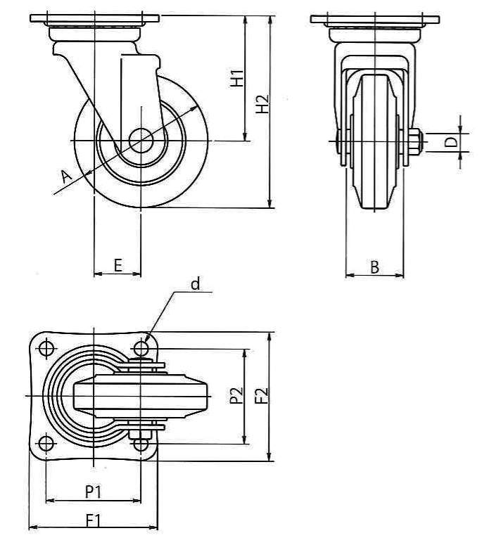 강판제캐스터·자재(J)금구포함