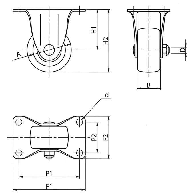 소형중(H)하중용고정(KW)금구포함캐스터