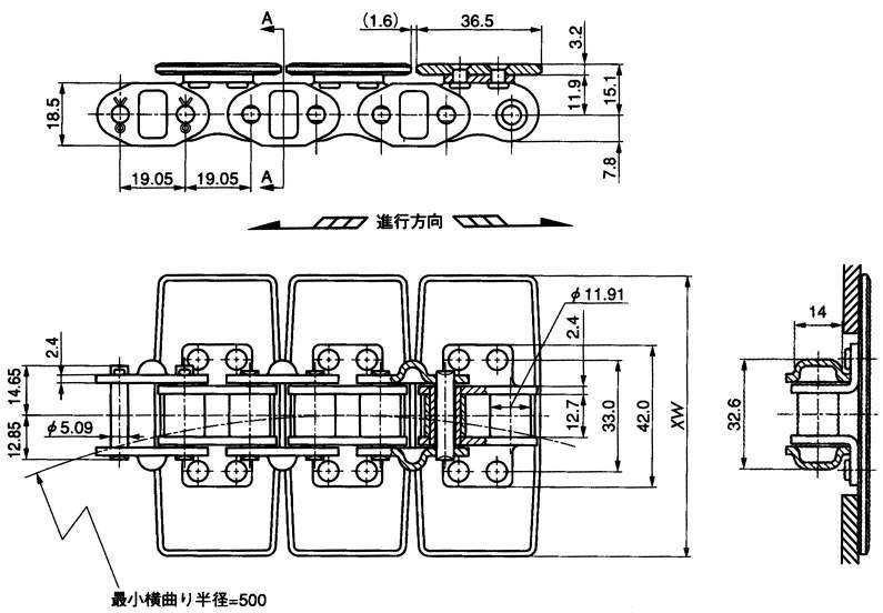 스테인레스탑체인 TTKU형