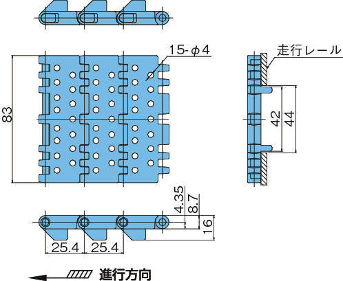 플라스틱모듈라체인 BTO8-M형