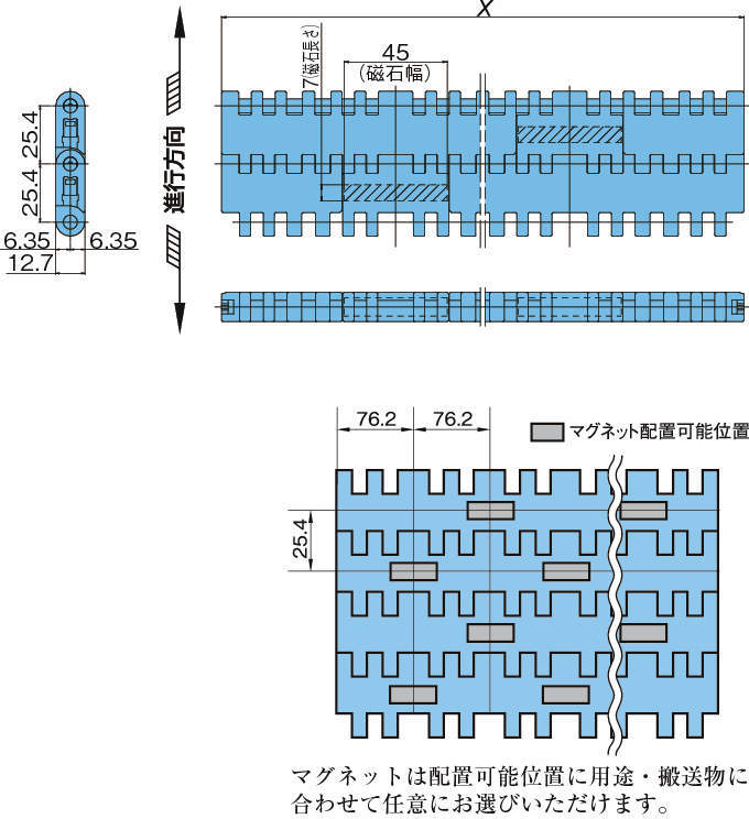 플라스틱모듈라체인 BTM8H형