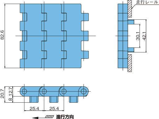 플라스틱모듈라체인 BTM8H-M·BTC8H-M형