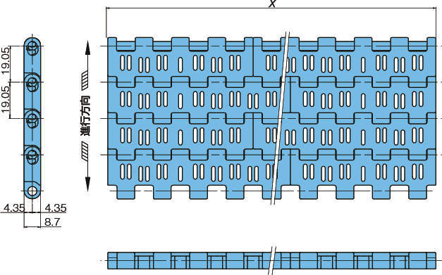 플라스틱모듈라체인 BTO6형