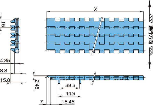 플라스틱모듈라체인 WT1505GTO-K형
