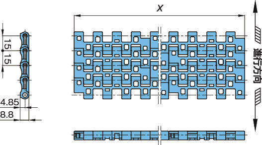 플라스틱모듈라체인 WT1506-K형