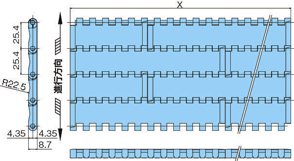 플라스틱모듈라체인 BTC8S형
