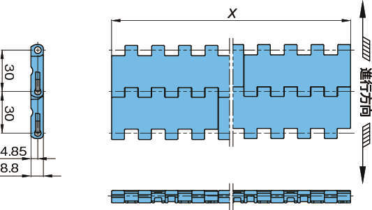 플라스틱모듈라체인 WT3005-K형