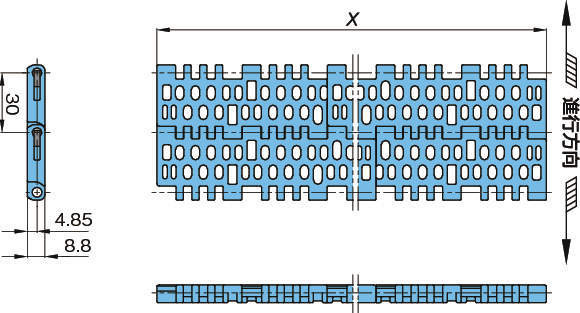 플라스틱모듈라체인 WT3086-K형