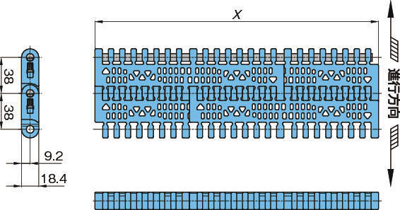 플라스틱모듈라체인 WT3816-K형