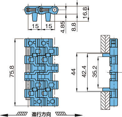 플라스틱모듈라체인 WT1505G-M형