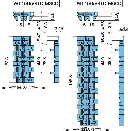 플라스틱모듈라체인 WT1505GTO-M형