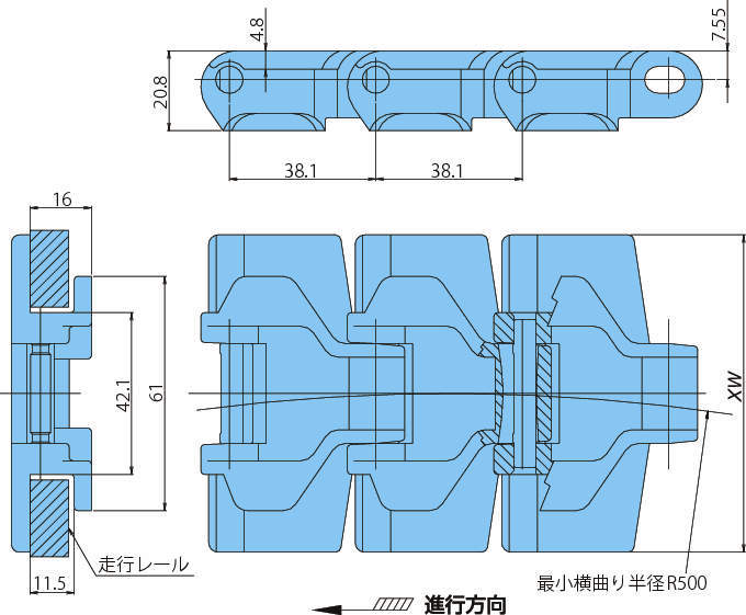 플라탑체인 TPUT-LH형