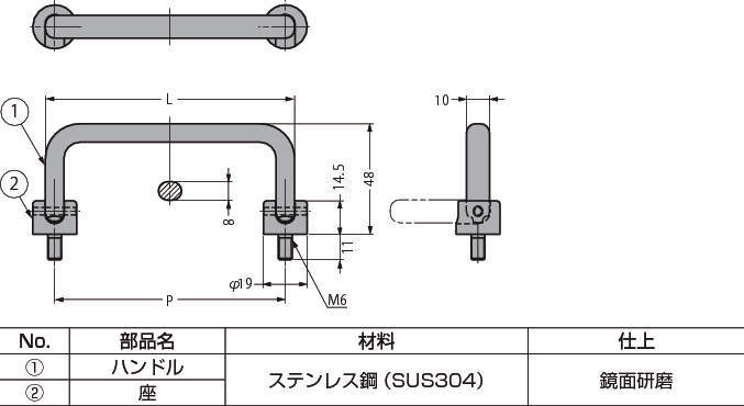 스테인레스강제  한쪽꺽임핸들 HK형