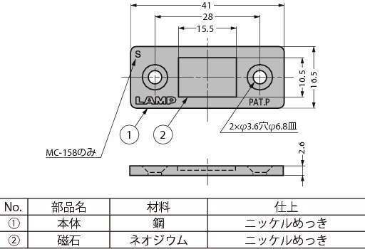 평행극박형 마그네트캐치 MC-158·MC-159