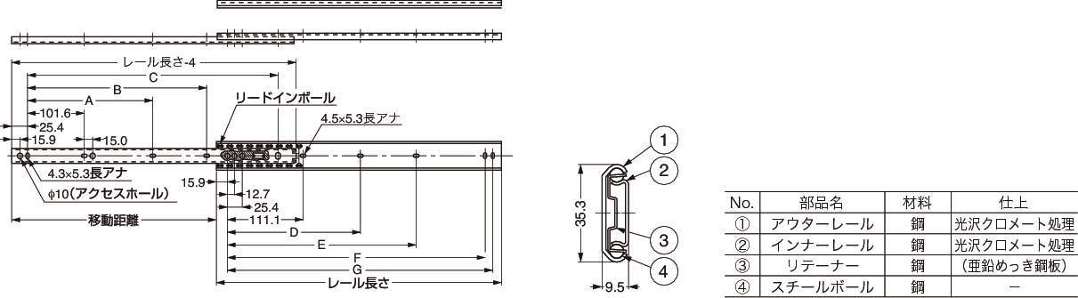 슬라이드레일 3506G