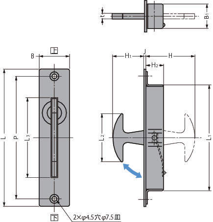 스테인레스강제  완전회전당김손잡이 ST-90·ST-115