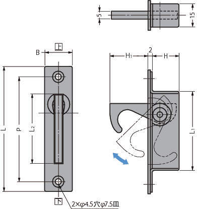 스테인레스강제  반회전당김손잡이 ST-80·ST-100