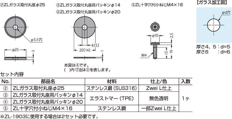스테인레스강제  손잡이용둥근자리 ZL-2302형