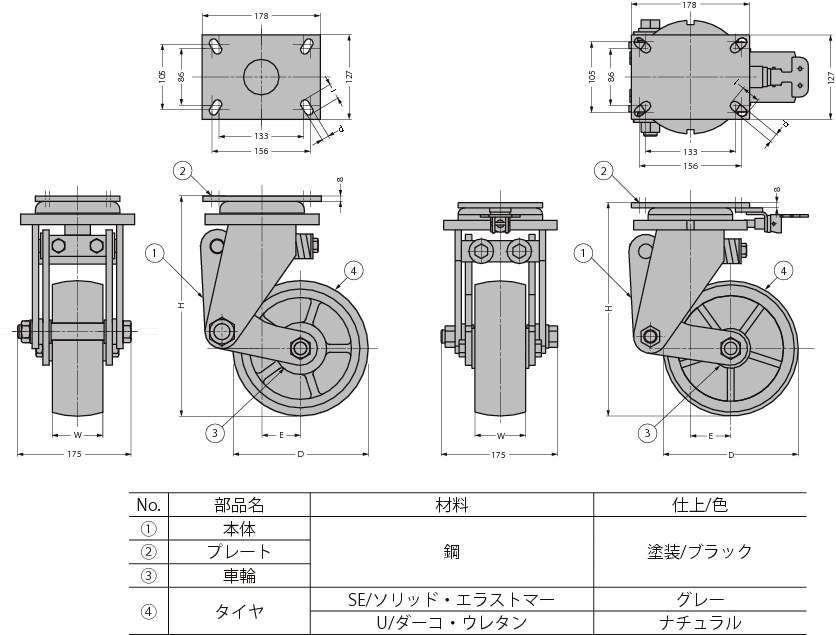 중량용(H)댐핑캐스터SL900시리즈
