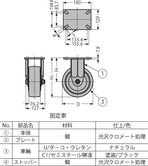 초중량용(H)캐스터900시리즈(고정차)