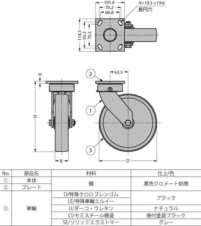 중량용(H)킹핀리스캐스터31-KP형