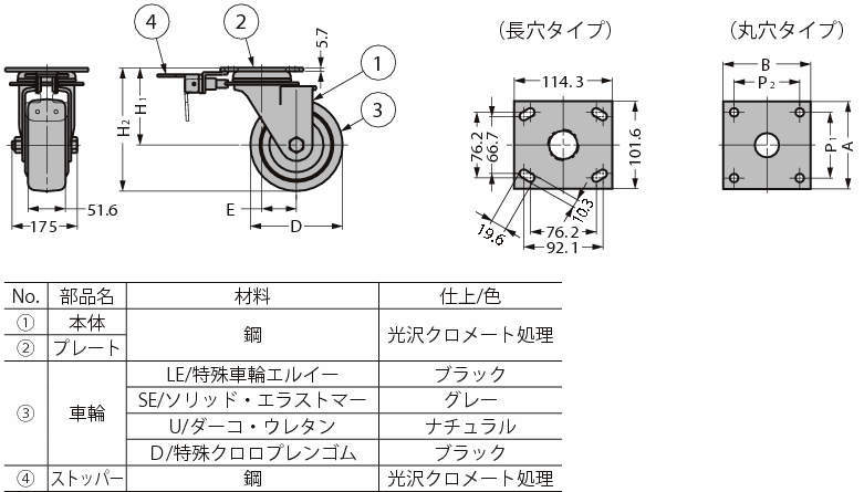 중량용(H)캐스터400시리즈(자재차4포지션선회록)