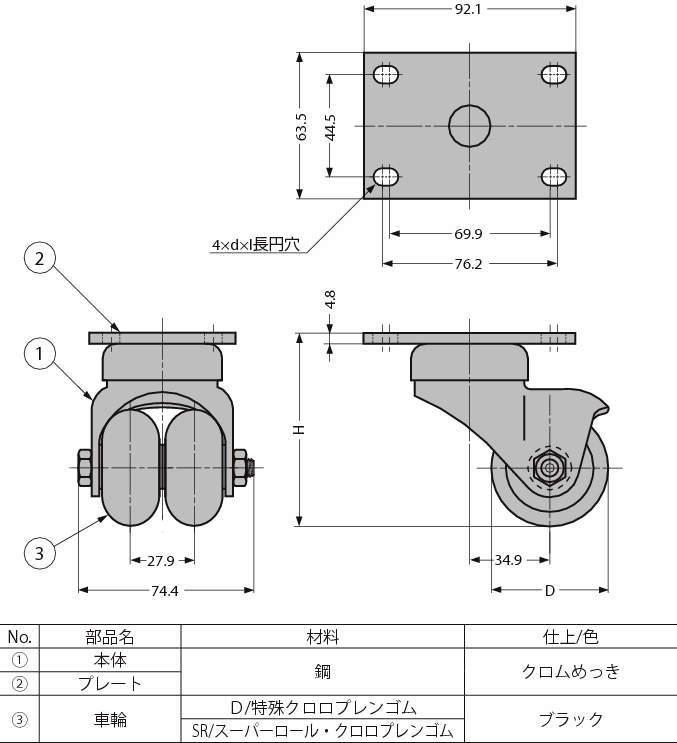 저상식쌍륜캐스터30시리즈(자재차)