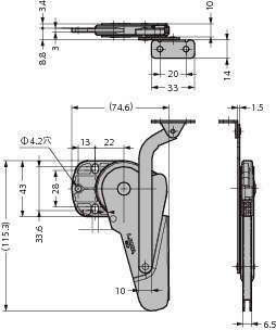 댐퍼내장 소형도어용 스테이 YMC형