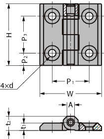 270°열림 스테인레스강제  면부착힌지 218-93형