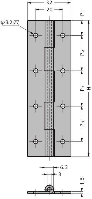 스테인레스강제  평힌지 KHA형