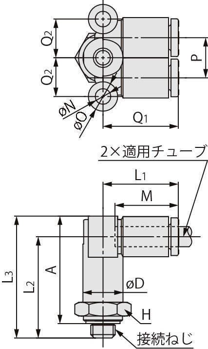 브랜치엘보유니온 KQ2LU(가스켓씰)